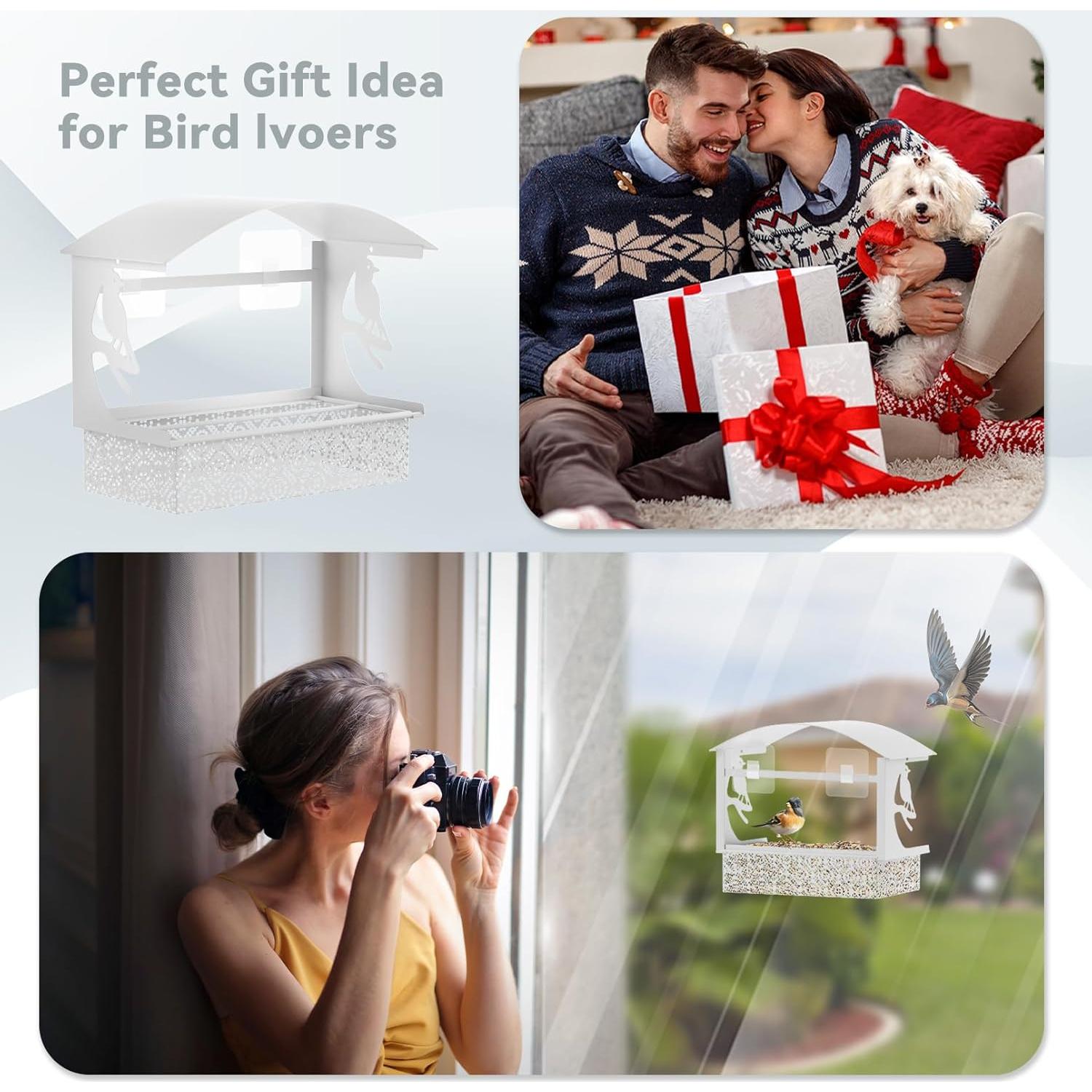 Comedero para Aves de Ventana Tonitrui Metal Blanco 2Pack