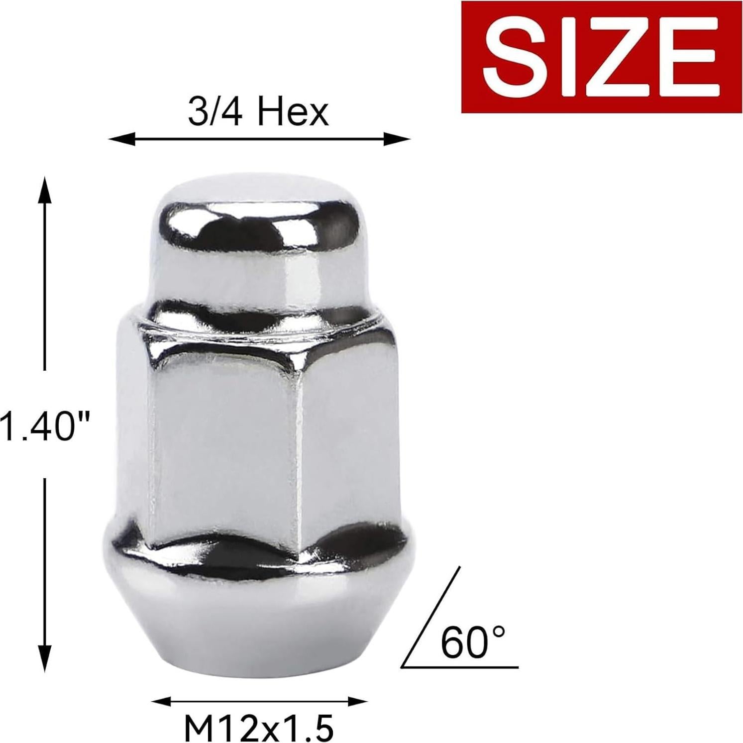 Tuercas de Rueda FLYCLE 12x1.5 Cromo 20PCS Asiento Cónico