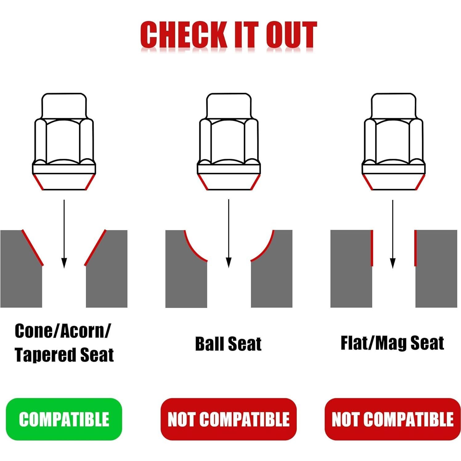 Tuercas de Rueda FLYCLE 12x1.5 Cromo 20PCS Asiento Cónico