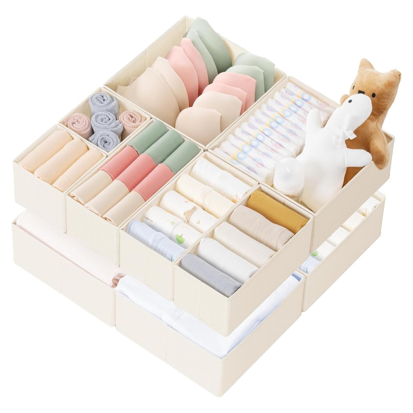 Organizador de Cajones Criusia 10 Piezas Beige para Ropa