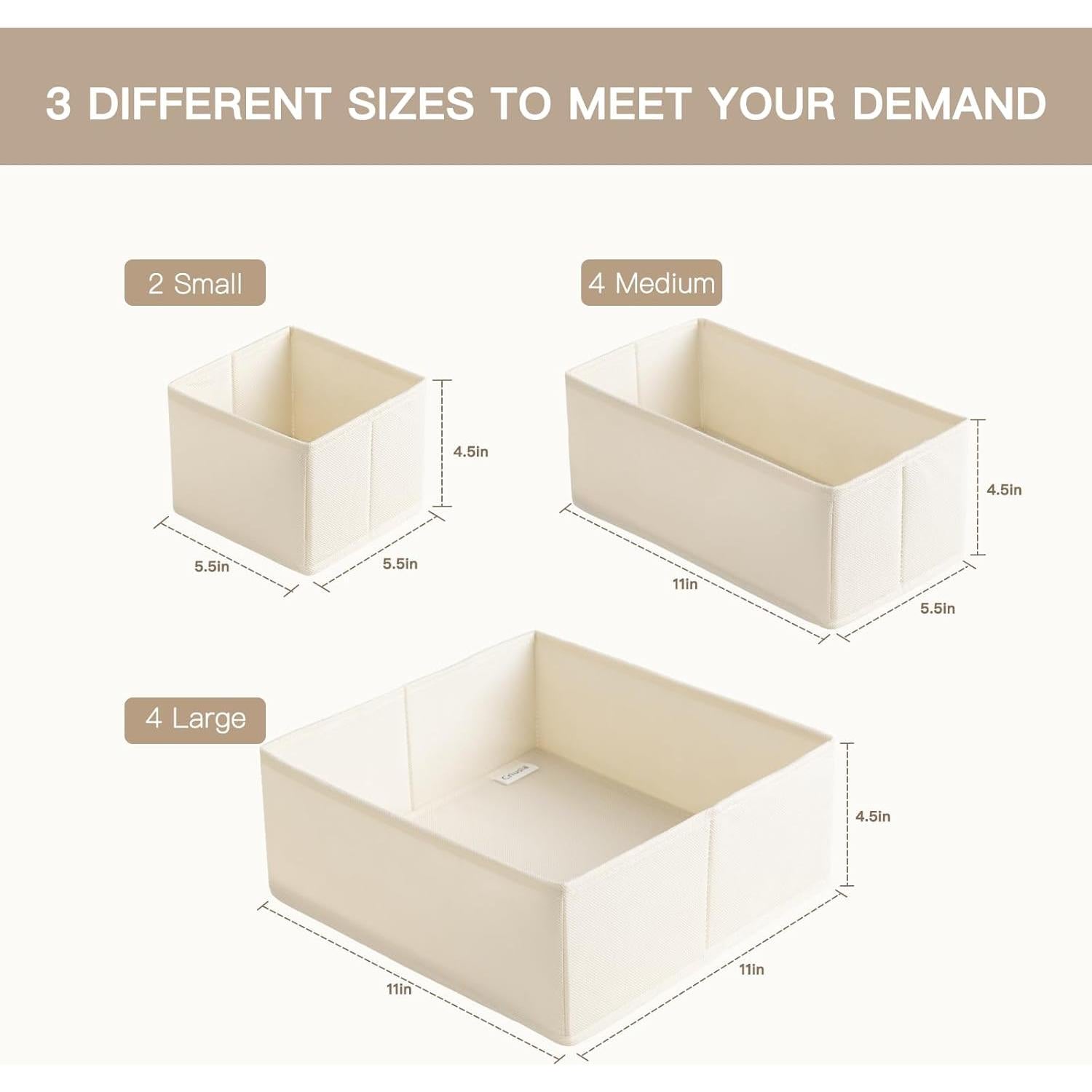 Organizador de Cajones Criusia 10 Piezas Beige para Ropa