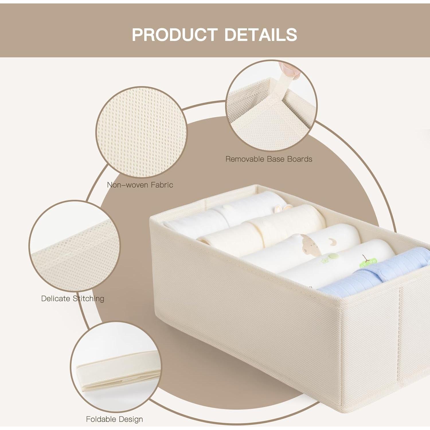 Organizador de Cajones Criusia 10 Piezas Beige para Ropa