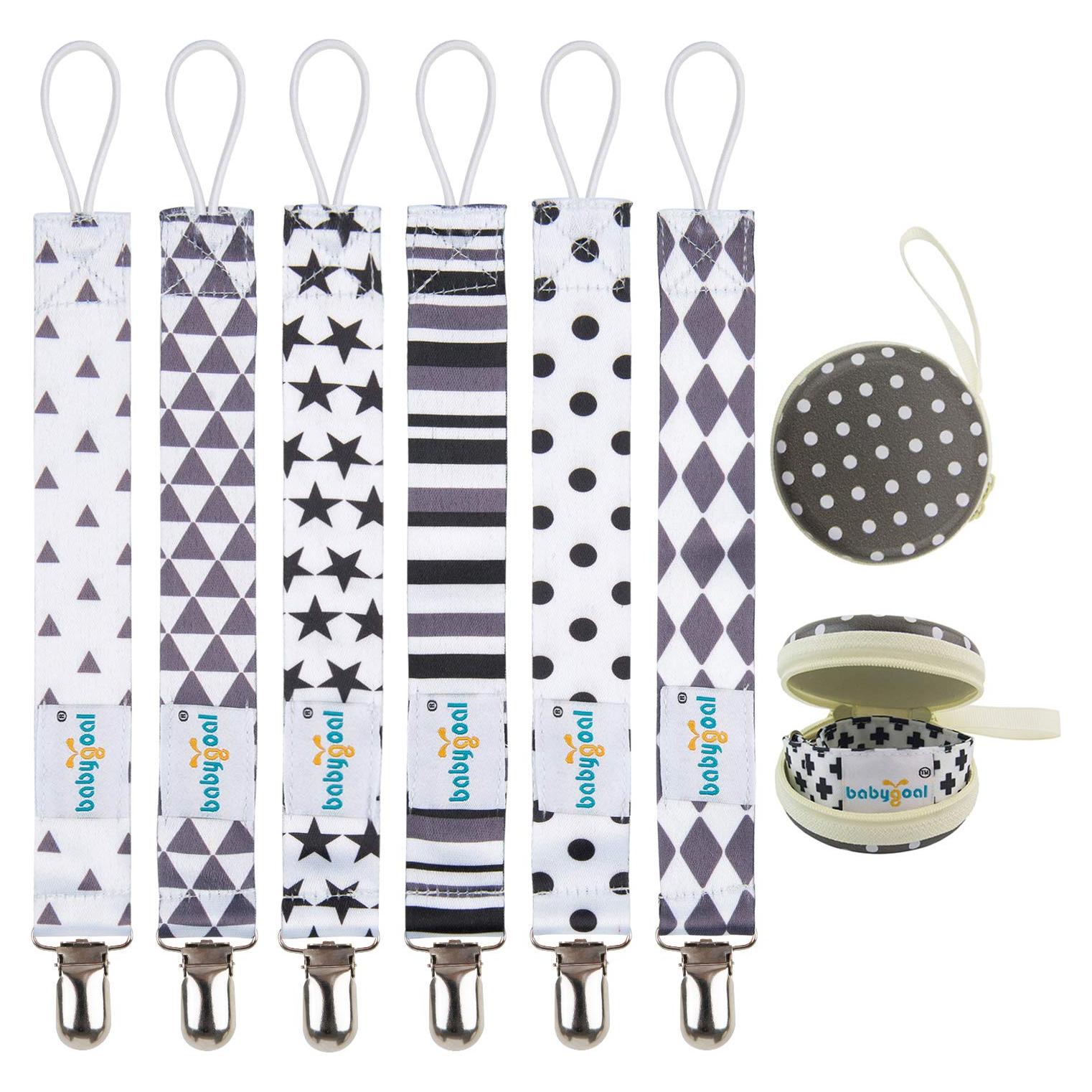 Clips para Chupetes Babygoal - 6 Unidades, Diseño Geométrico