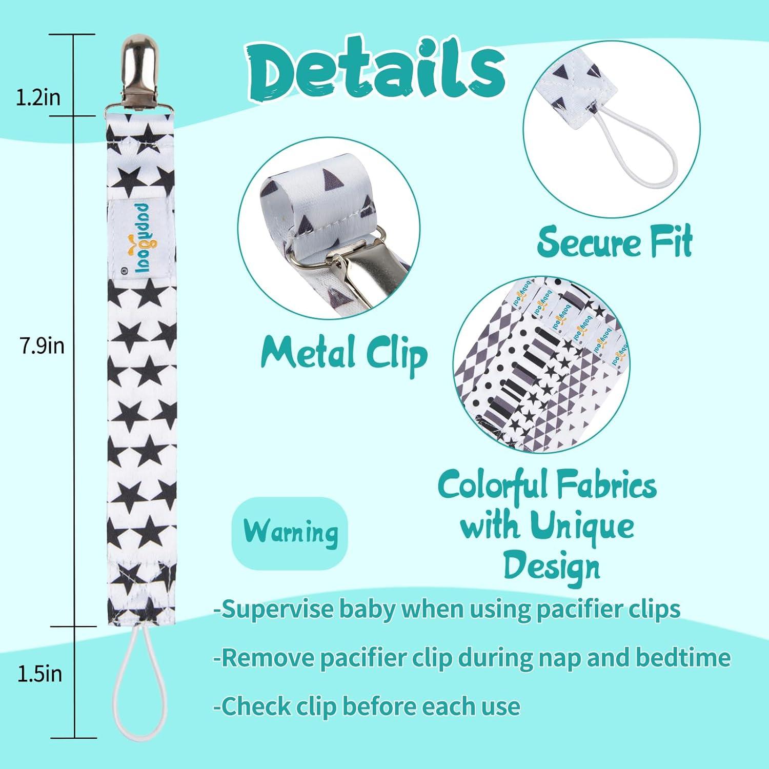 Clips para Chupetes Babygoal - 6 Unidades, Diseño Geométrico