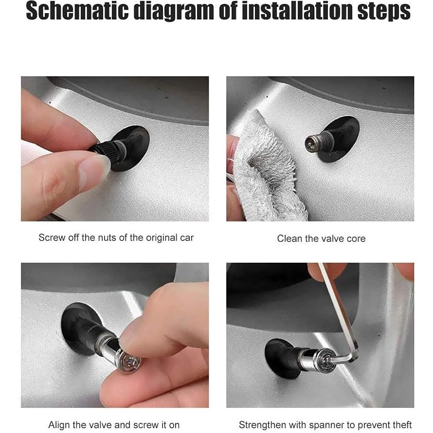 Tapas de Válvula de Neumático Dsycar Antirrobo 8 Piezas