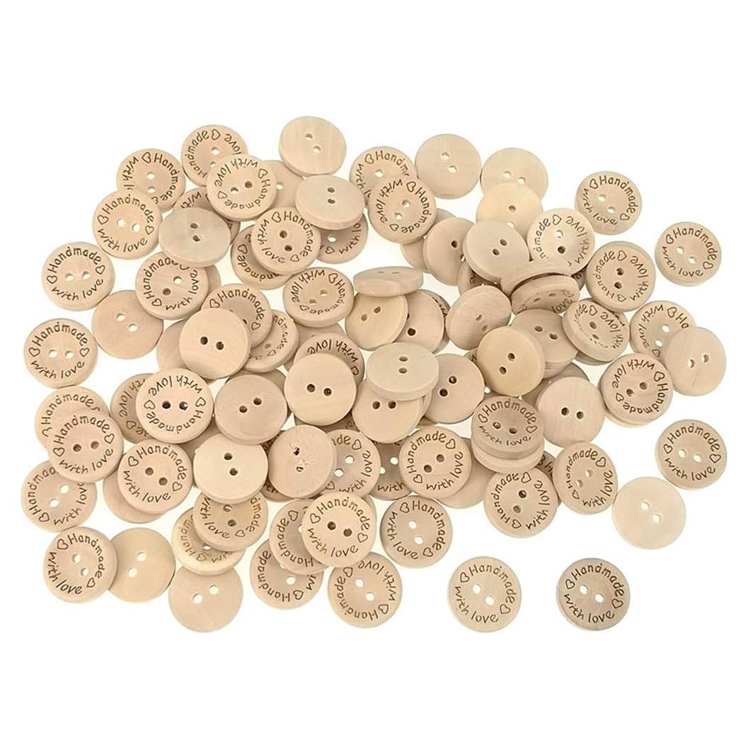 Botones de Madera Natural Kinteshun 20mm 100pcs Hechos a Mano