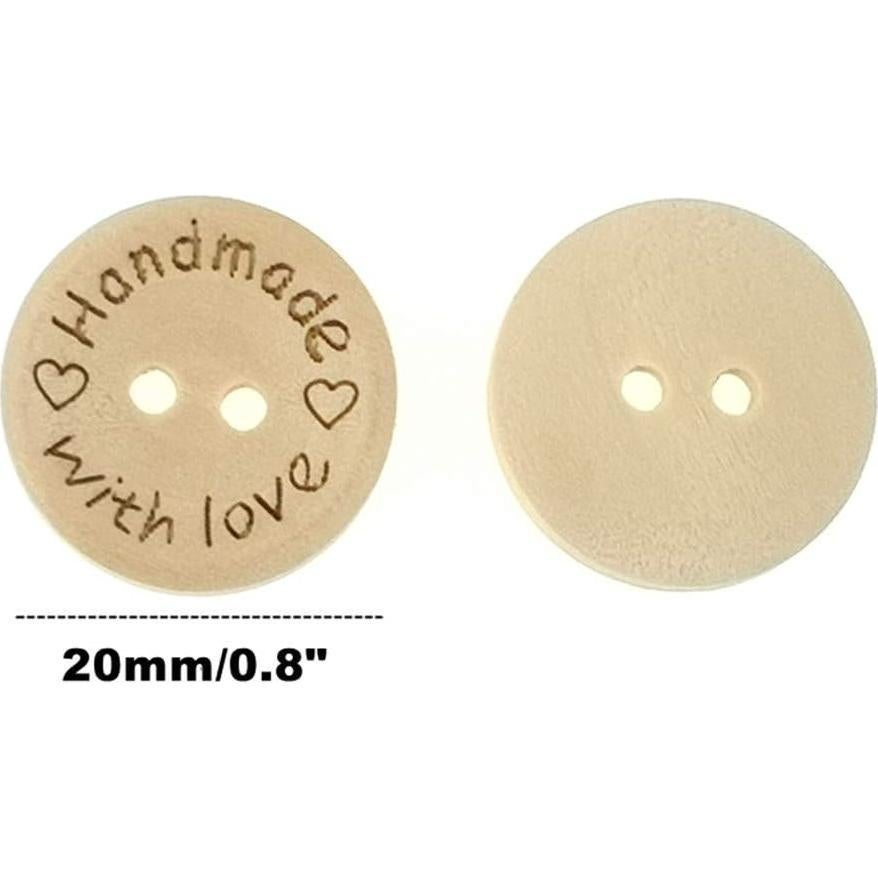 Botones de Madera Natural Kinteshun 20mm 100pcs Hechos a Mano