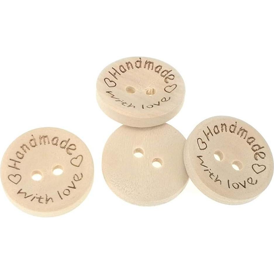 Botones de Madera Natural Kinteshun 20mm 100pcs Hechos a Mano