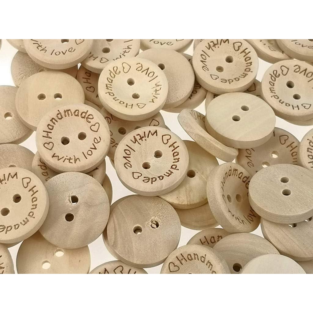 Botones de Madera Natural Kinteshun 20mm 100pcs Hechos a Mano