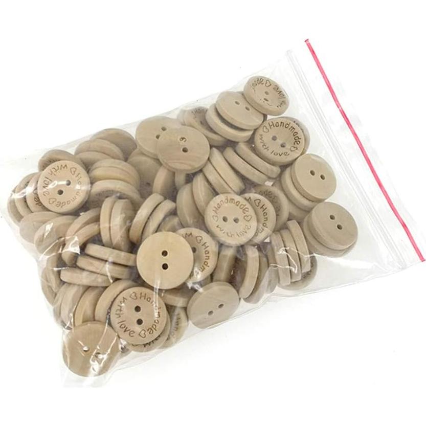 Botones de Madera Natural Kinteshun 20mm 100pcs Hechos a Mano