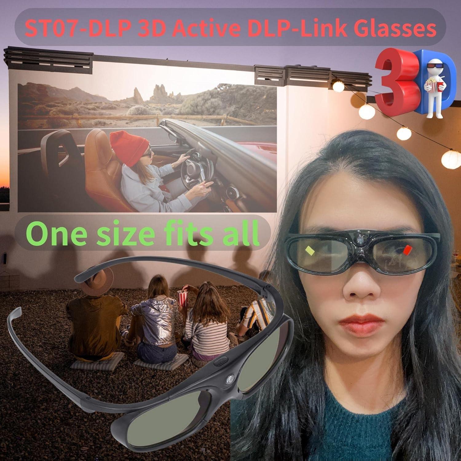 Gafas 3D Activas DLP-Link Sintron ST08-DLP Recargables - Negro