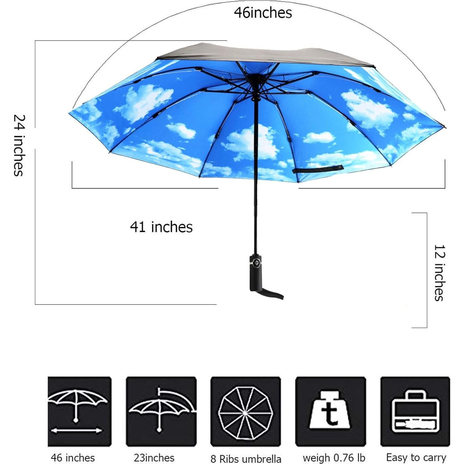 Paraguas Invertido SIEPASA Compacto Automático Azul Cielo
