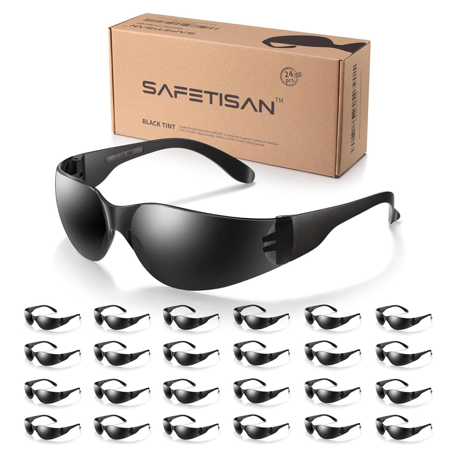 Gafas de Seguridad Tinteadas SAFETISAN - Paquete de 24, UV