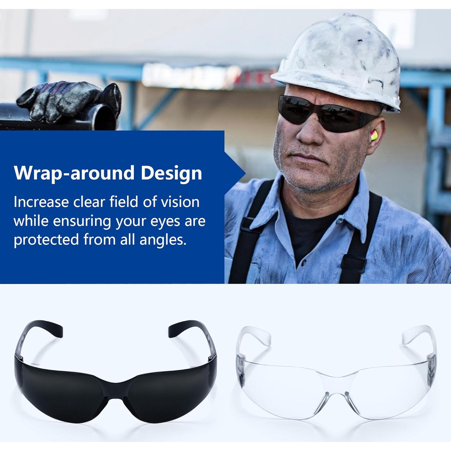 Gafas de Seguridad Tinteadas SAFETISAN - Paquete de 24, UV