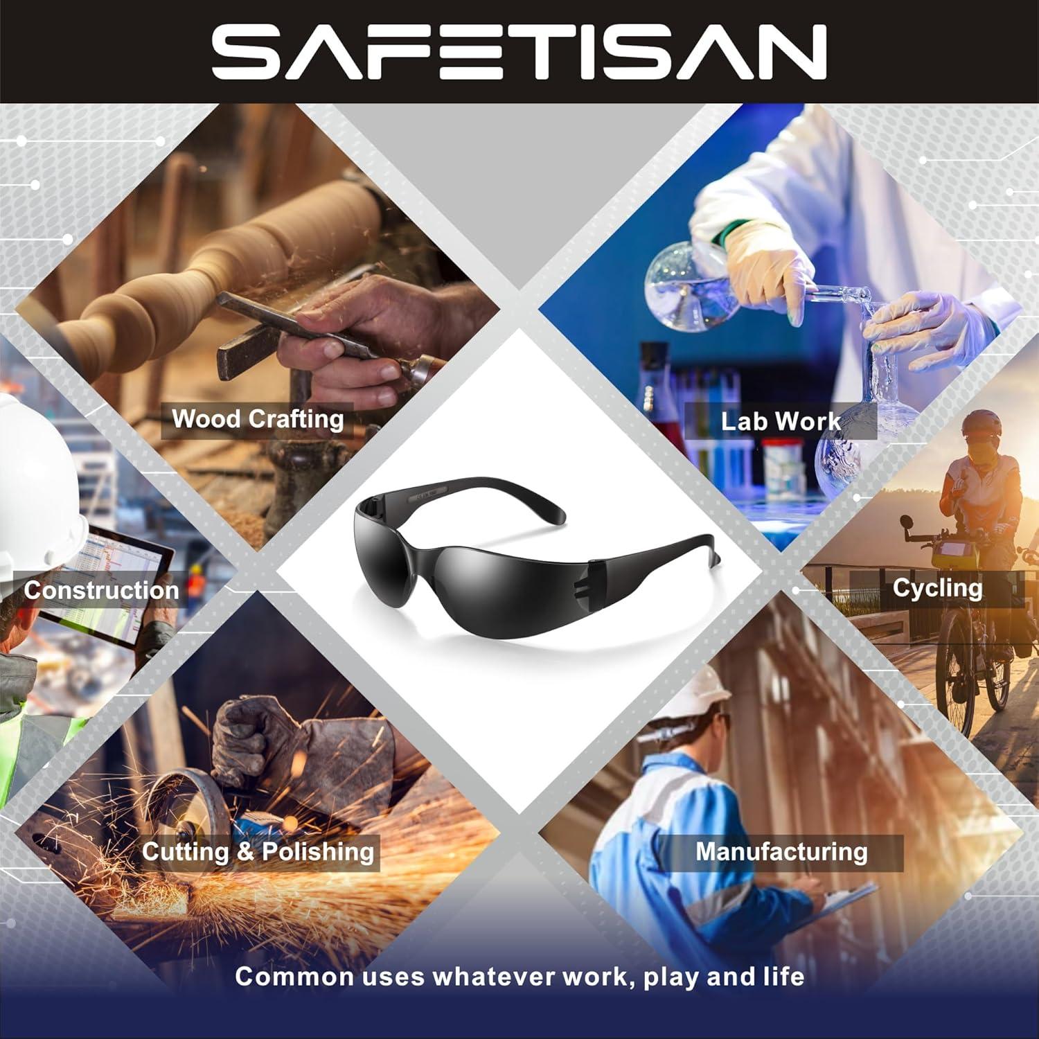 Gafas de Seguridad Tinteadas SAFETISAN - Paquete de 24, UV