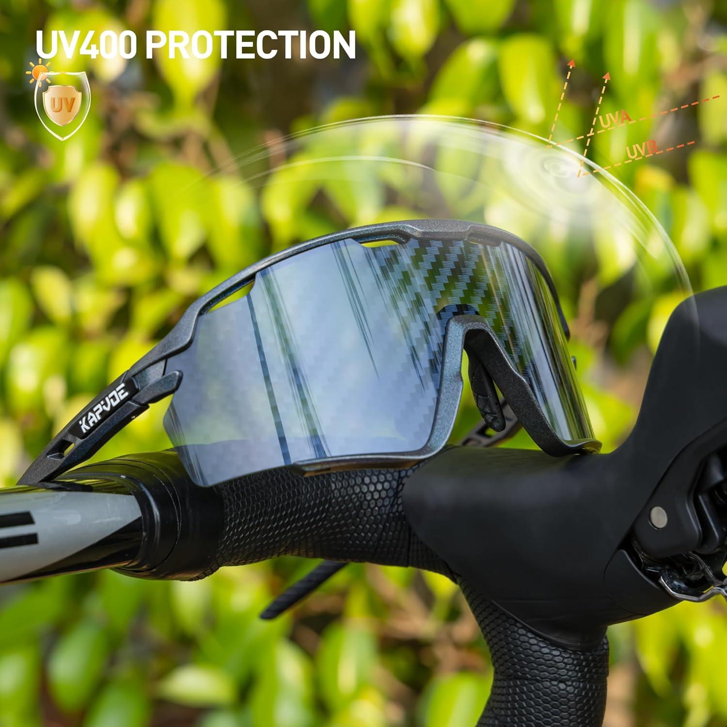 Gafas de Ciclismo KAPVOE Unisex con Lentes UV400 y Marco TR90
