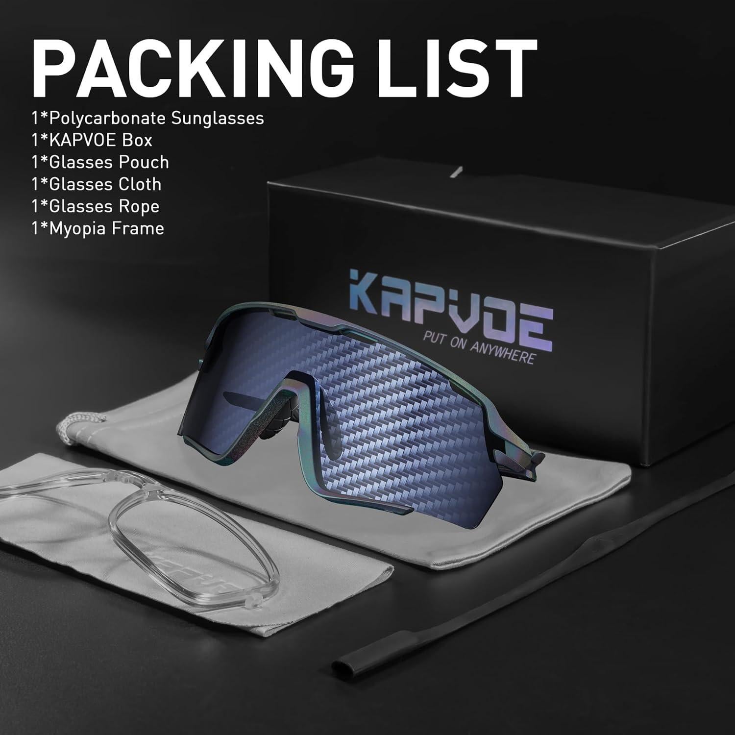 Gafas de Ciclismo KAPVOE Unisex con Lentes UV400 y Marco TR90