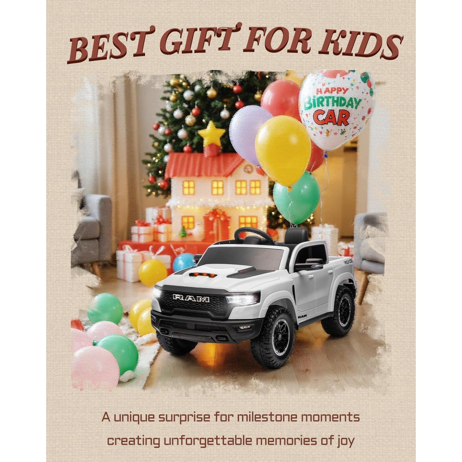 Camioneta Eléctrica para Niños RAM 1500 RHO 12V Blanca