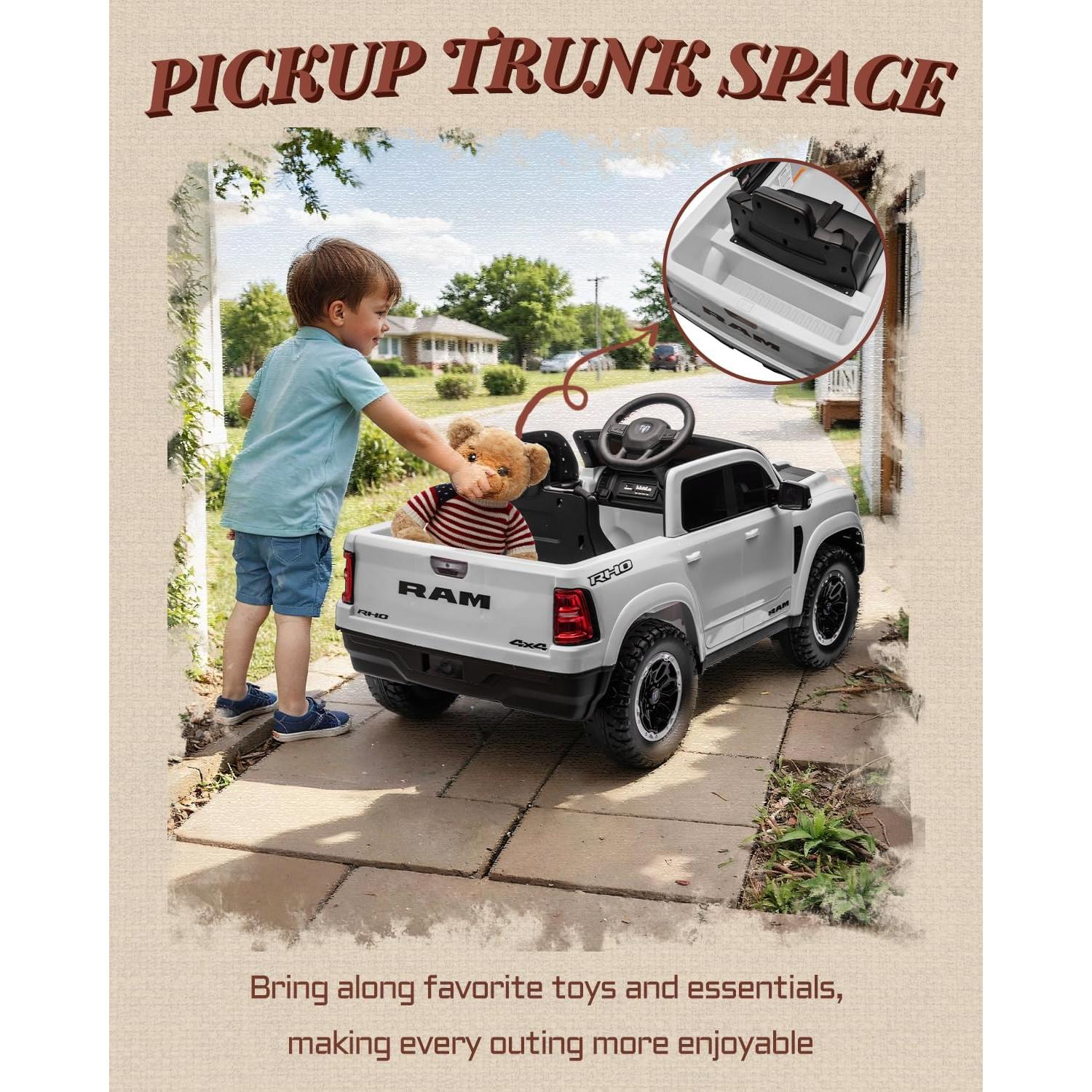 Camioneta Eléctrica para Niños RAM 1500 RHO 12V Blanca