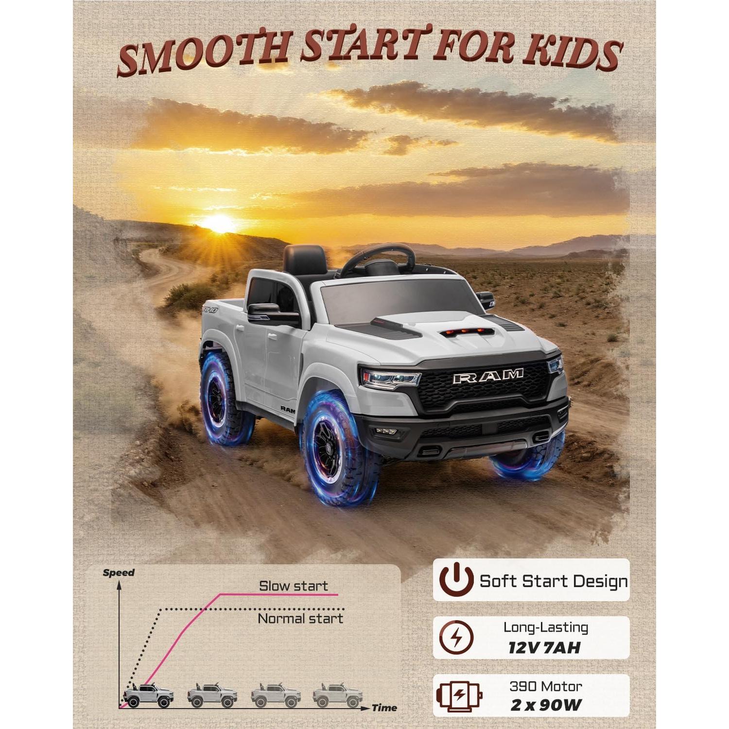 Camioneta Eléctrica para Niños RAM 1500 RHO 12V Blanca