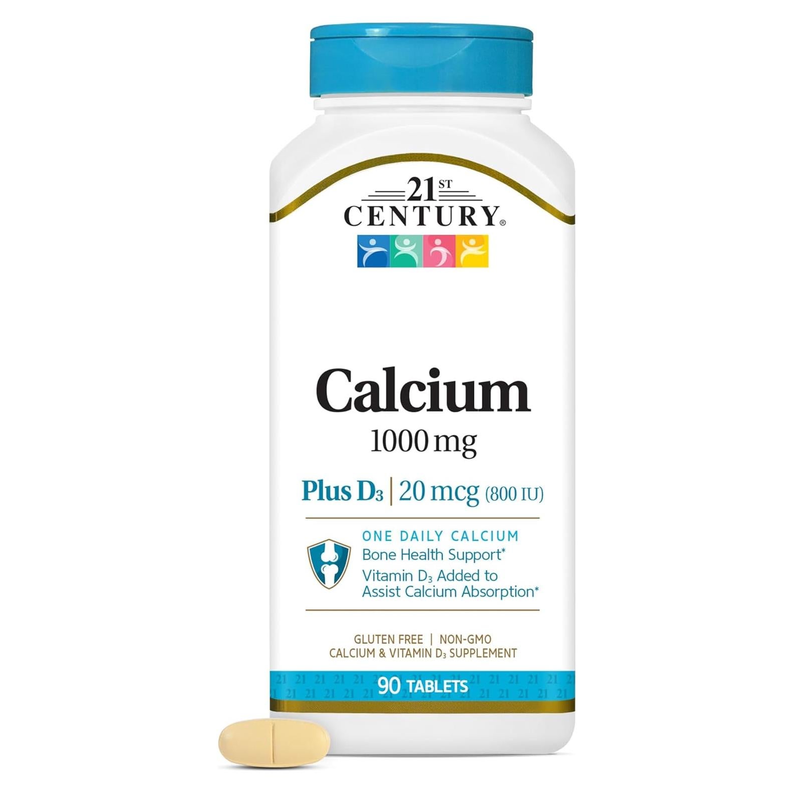 Tabletas de Calcio Plus D 21st Century 1000 mg 90 Unidades