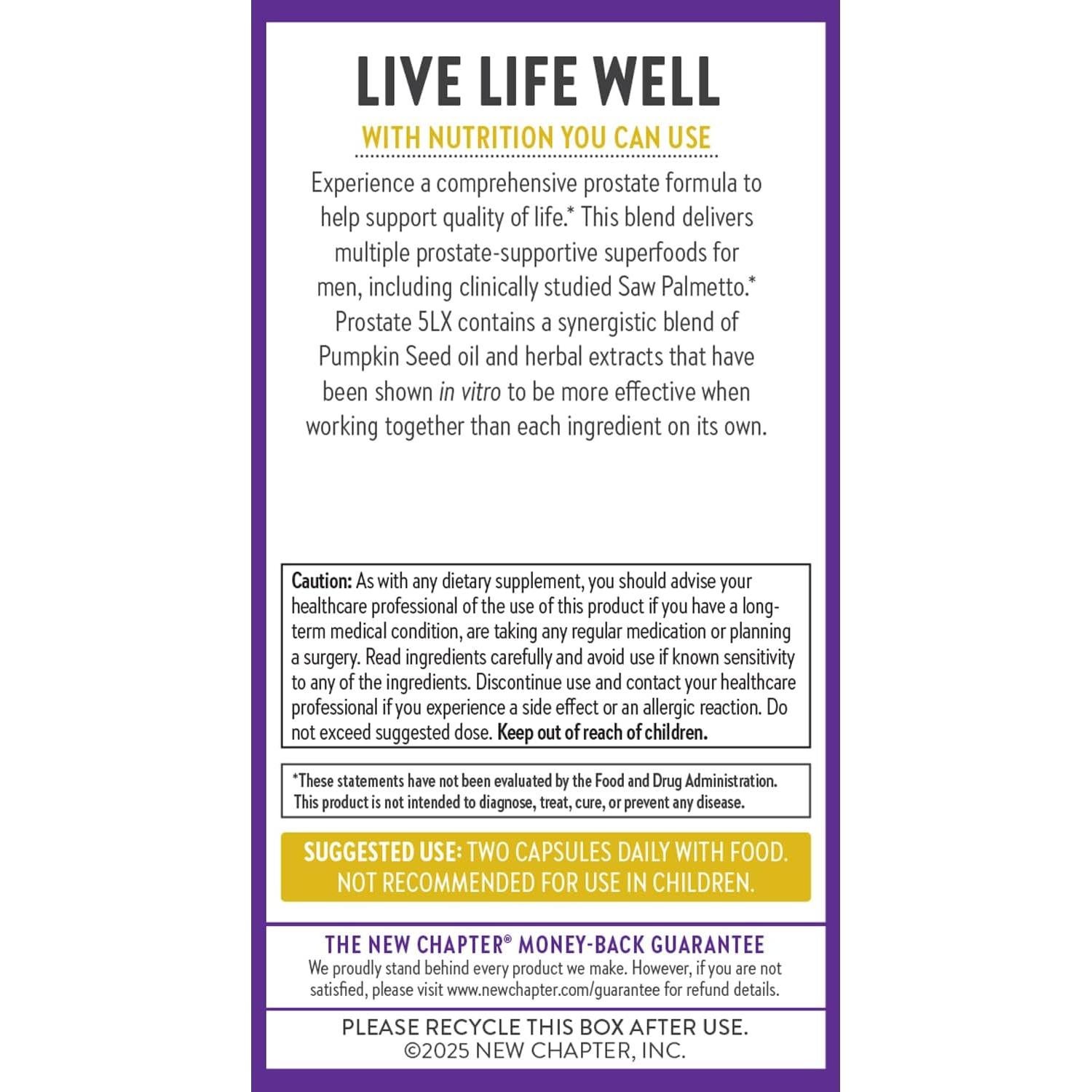 Suplemento Prostate 5LX New Chapter - 60 Cápsulas Vegetarianas