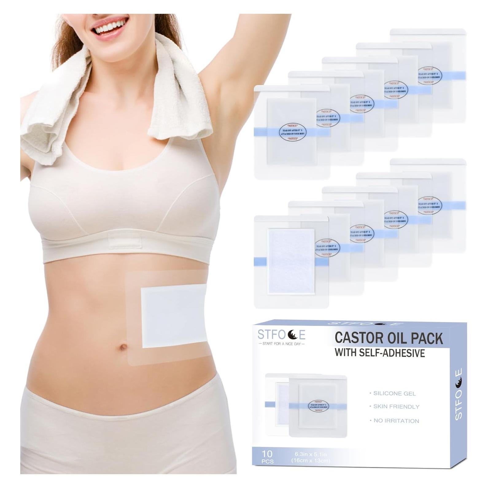 Paquete de 10 Parches de Aceite de Ricino STFOCE 16x13cm