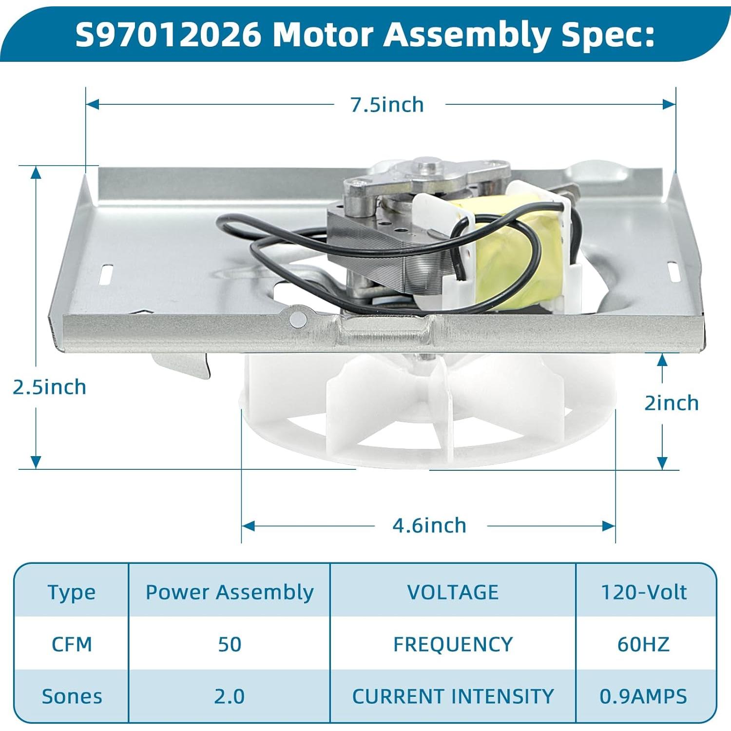 Motor de Ventilador 50CFM S97012026 para Nutone 696N-R02 B