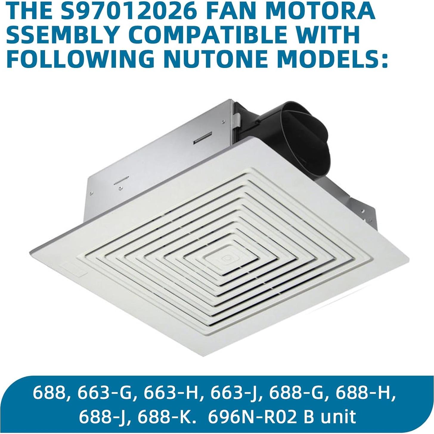 Motor de Ventilador 50CFM S97012026 para Nutone 696N-R02 B