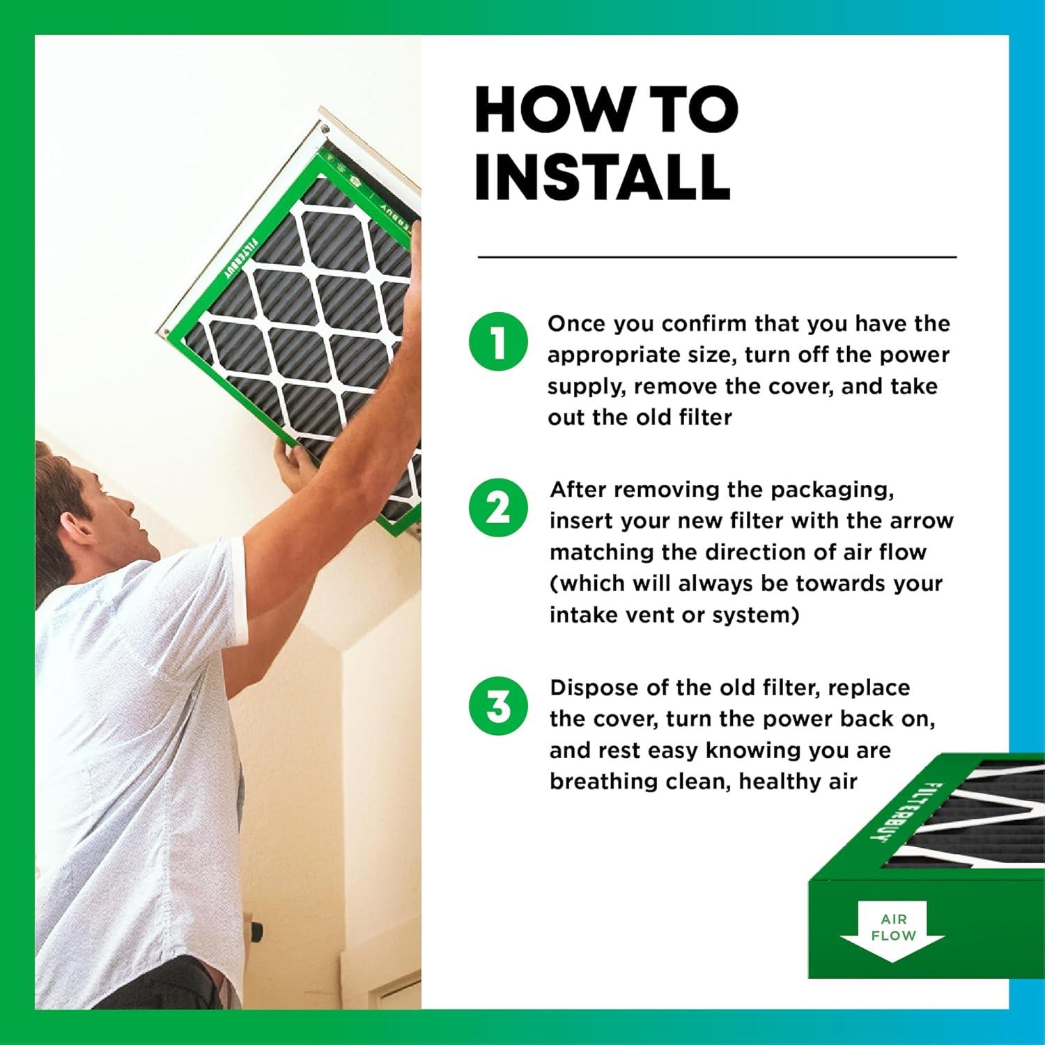 Filtro de aire Filterbuy 10x10x1 MERV 8 con carbón activado