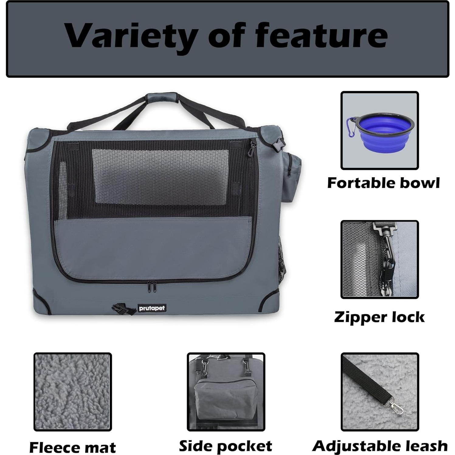 Transportín grande Prutapet 81x58x58 cm suave para mascotas