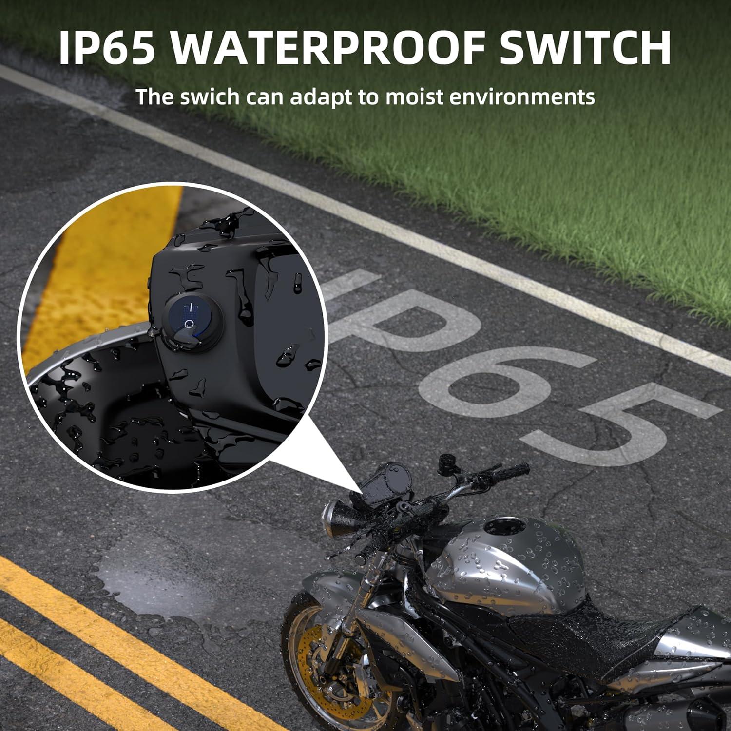 Interruptor Redondo Impermeable DaierTek 12V LED Azul 20A 5Pack