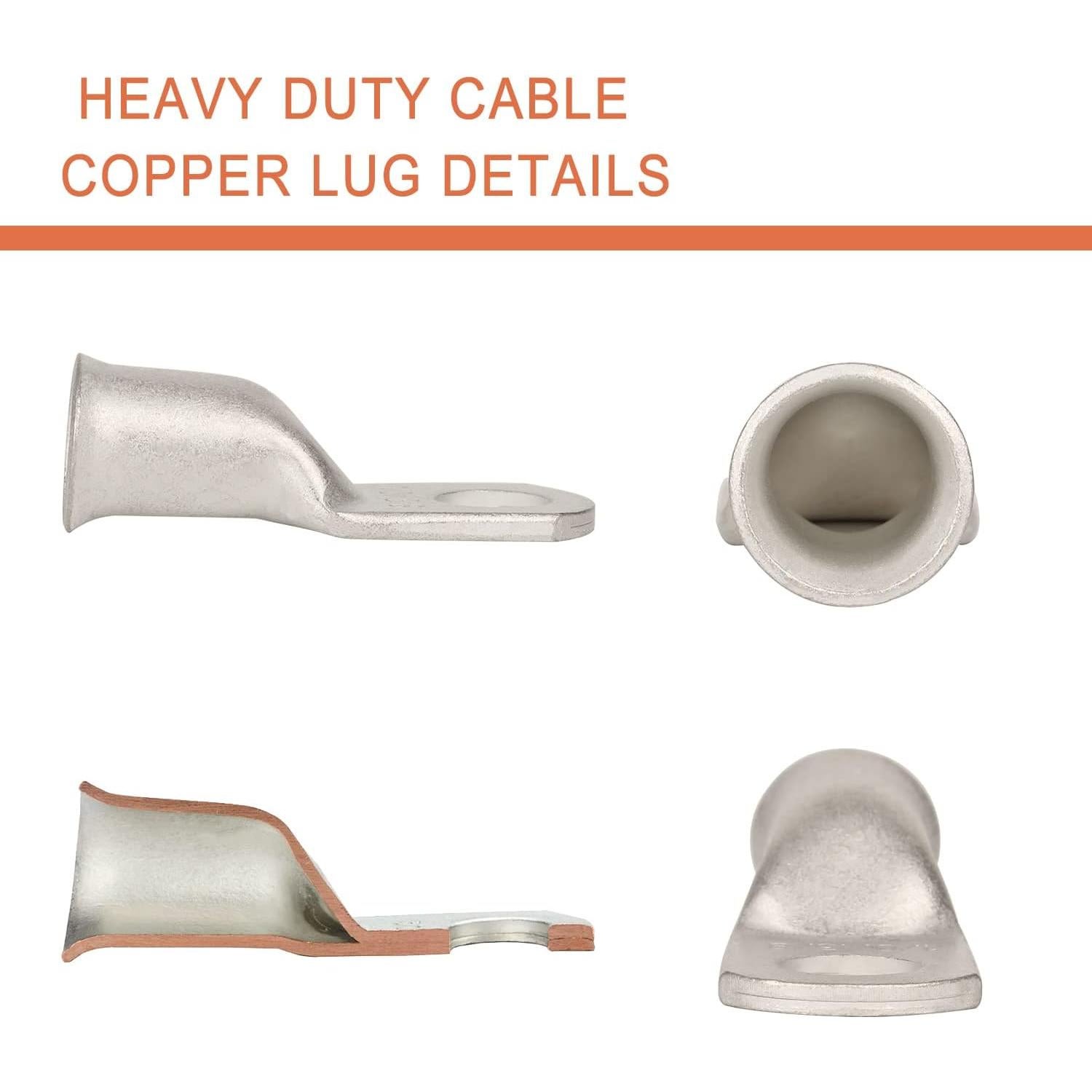 10 Terminales de Anillo de Cobre Estañado RIOCAN 1/0 AWG 3/8"