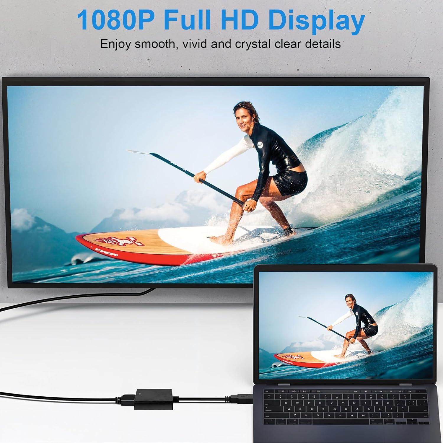 Adaptador USB 3.0 a HDMI Herfair 1080P Full HD Negro