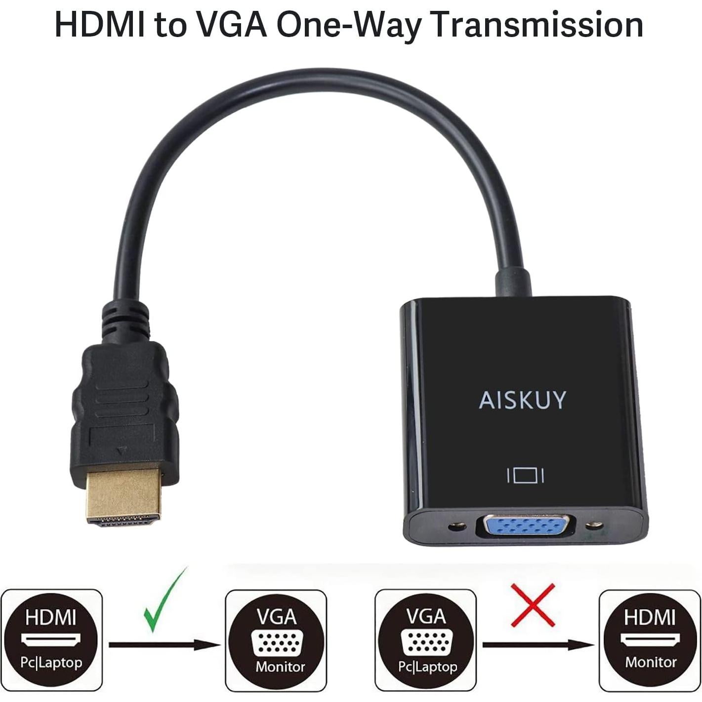 Adaptador HDMI a VGA AISKUY 1080P 60Hz Plug and Play