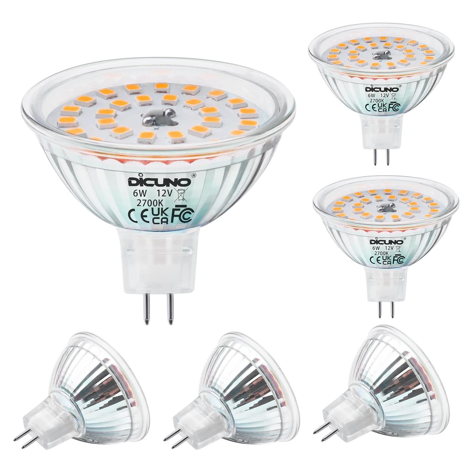 Bombillas LED MR16 DiCUNO 6W 750LM GU5.3 2700K 6 Paquetes