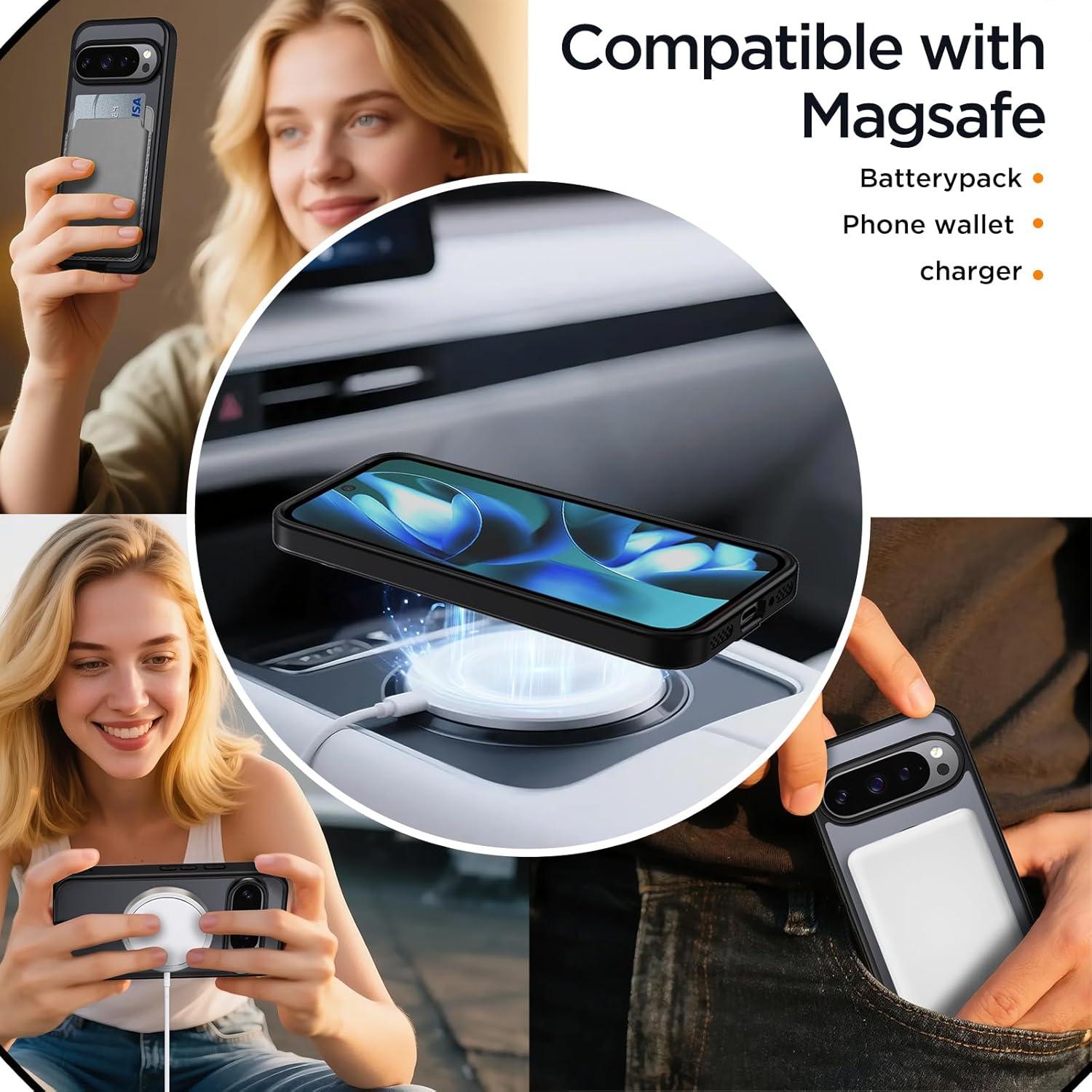 Funda Google Pixel 9 Pro XL Magnética Soporte TPU PC Negro