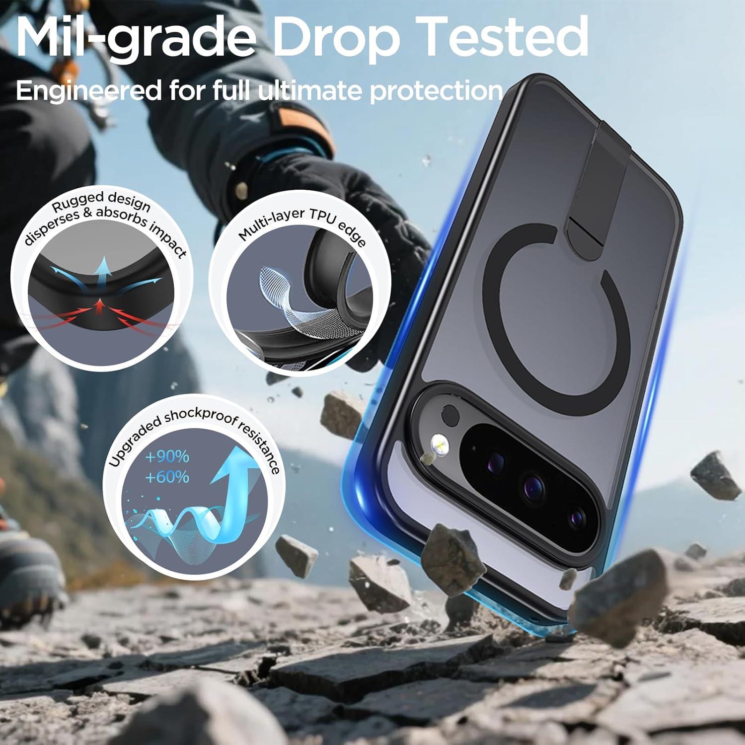 Funda Google Pixel 9 Pro XL Magnética Soporte TPU PC Negro