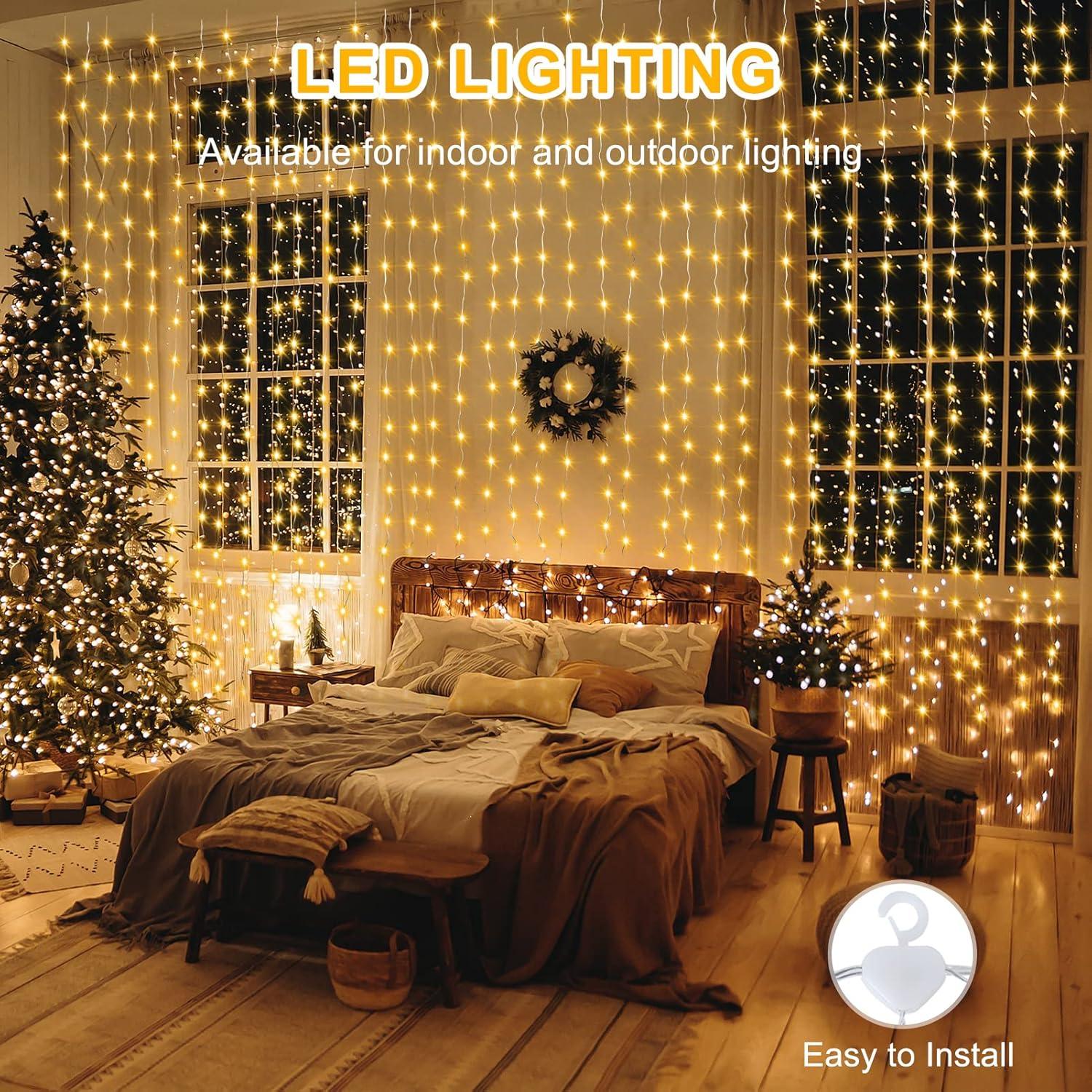 Luces de Cortina LED Echosari 200 LED 2m x 2m Control Remoto