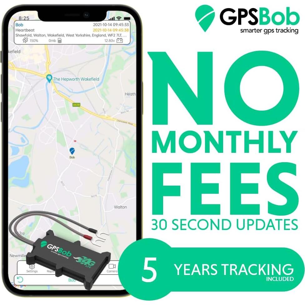 Rastreador GPS 4G GPSBob 12/24V con 5 años de servicio