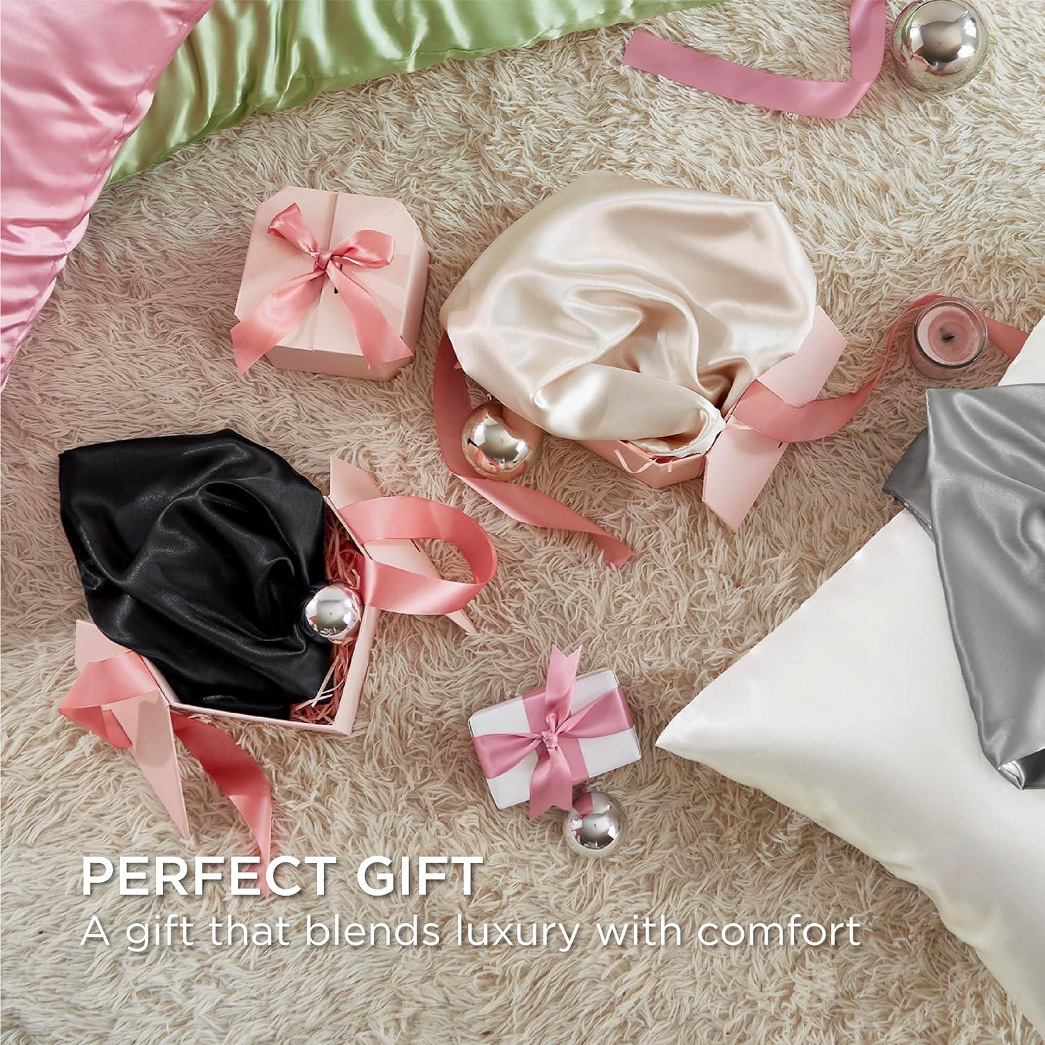 Funda de Almohada de Satén Bedsure Beige Estándar 2 Piezas