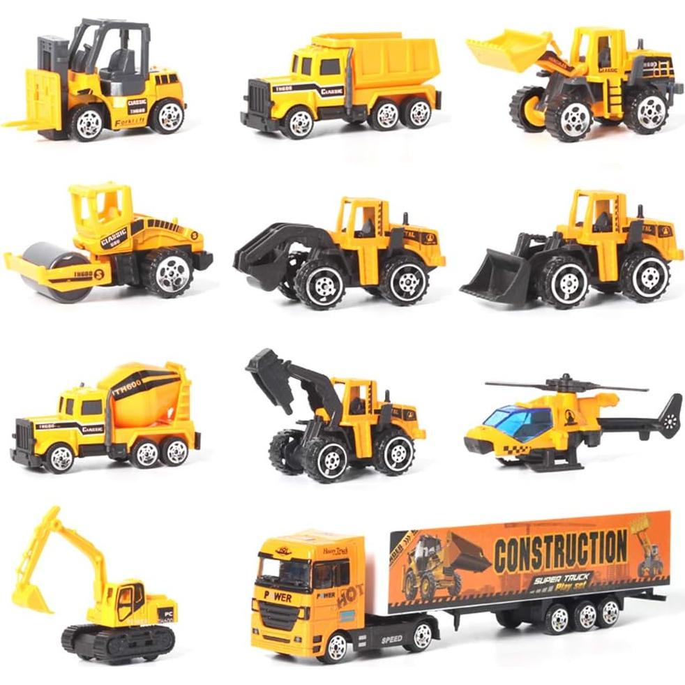 Conjunto de 12 Vehículos de Construcción Jenilily para Niños