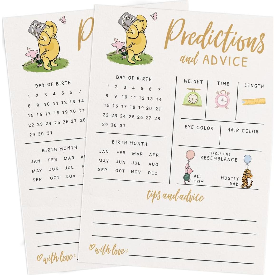 Tarjetas de Predicciones y Consejos para Bebés Winnie Pooh - 30 Unidades