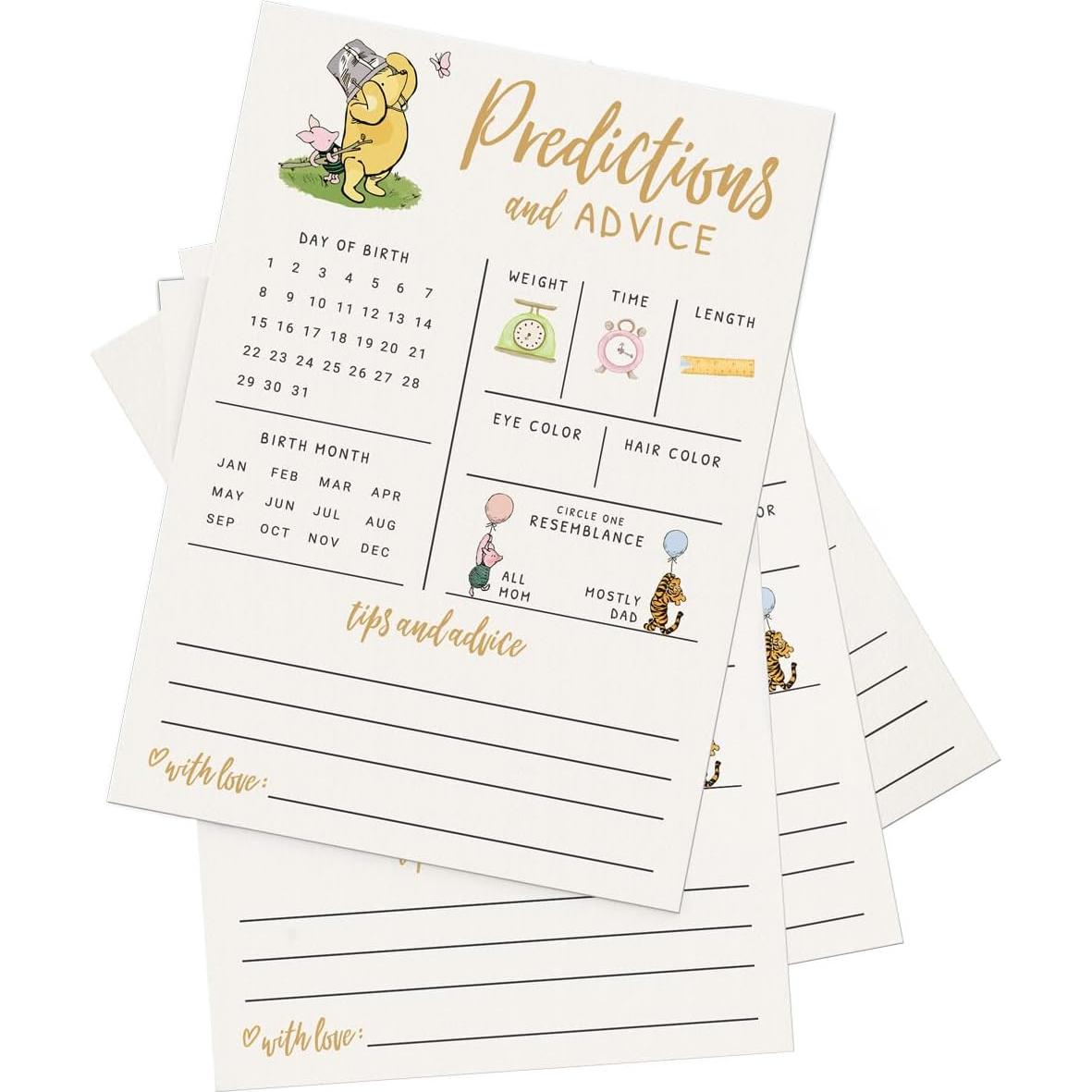 Tarjetas de Predicciones y Consejos para Bebés Winnie Pooh - 30 Unidades