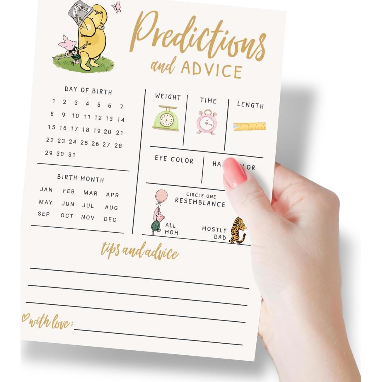 Tarjetas de Predicciones y Consejos para Bebés Winnie Pooh - 30 Unidades