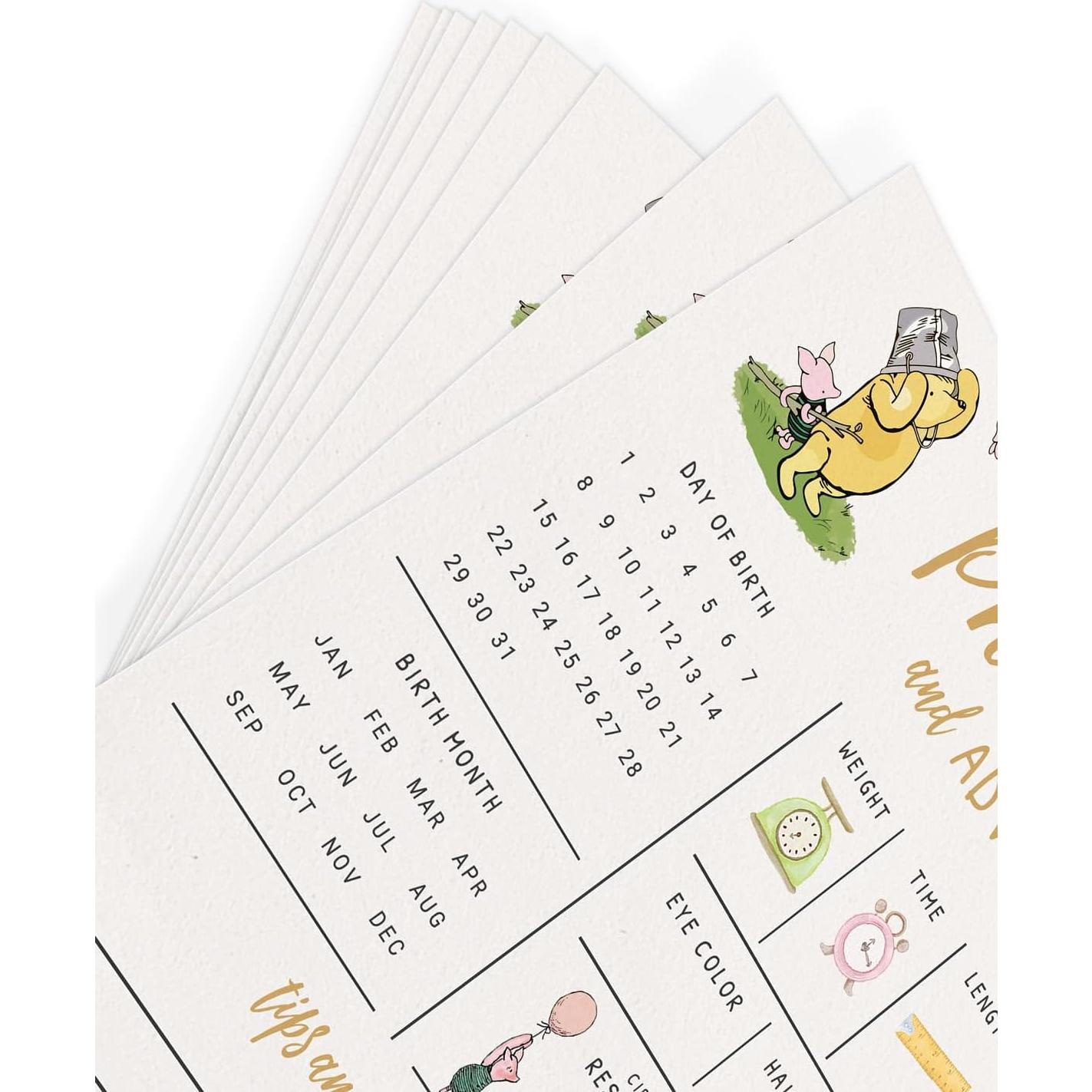Tarjetas de Predicciones y Consejos para Bebés Winnie Pooh - 30 Unidades