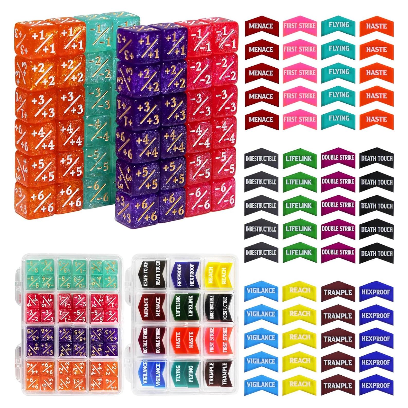 Dados de Contador MTG SIXPOINTS 108PCS 12mm +1/+1 Fichas