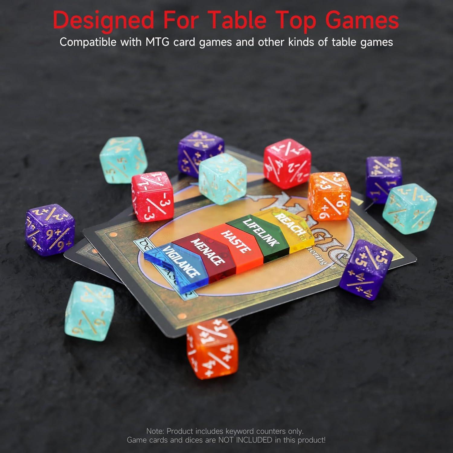 Dados de Contador MTG SIXPOINTS 108PCS 12mm +1/+1 Fichas