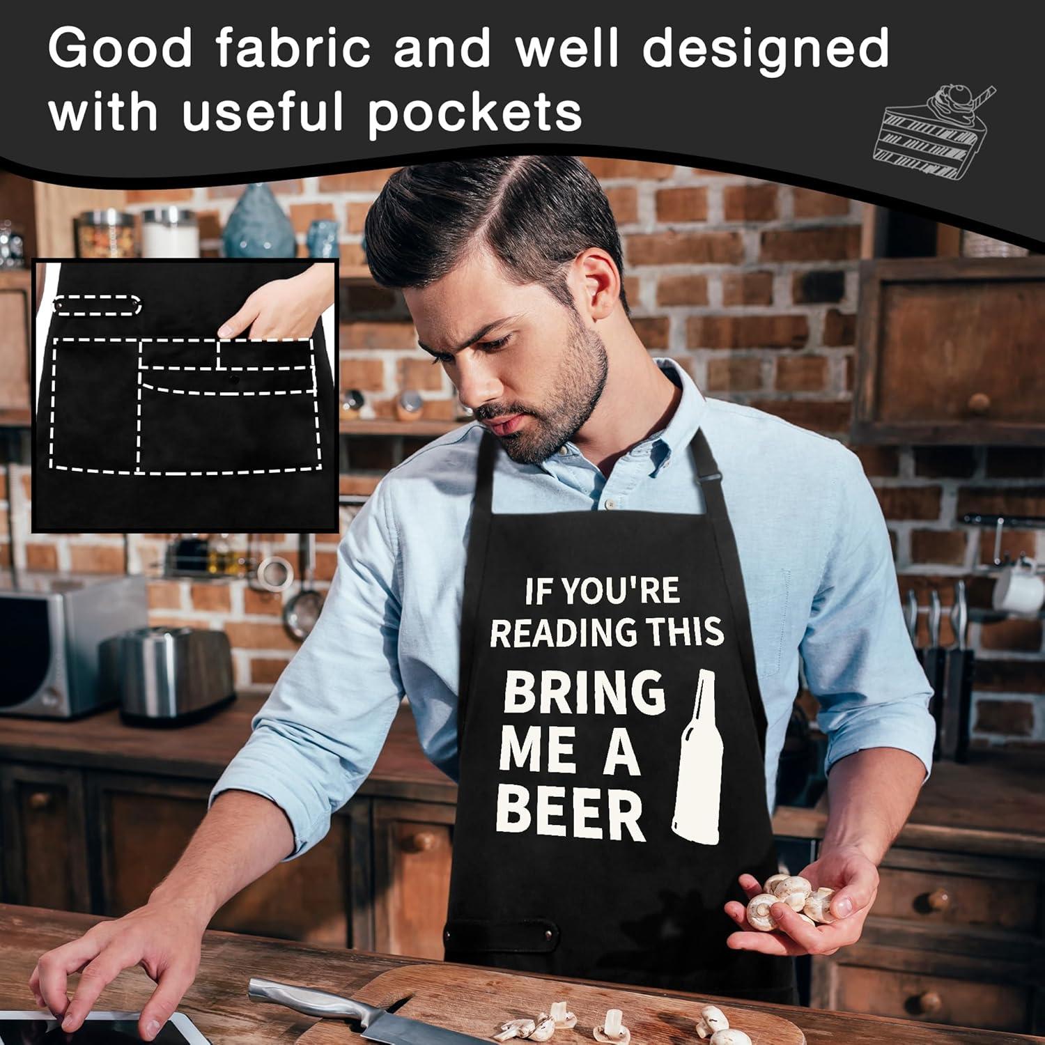 Delantal de Cocina Unisex con Bolsillos para BBQ - Regalo Papá