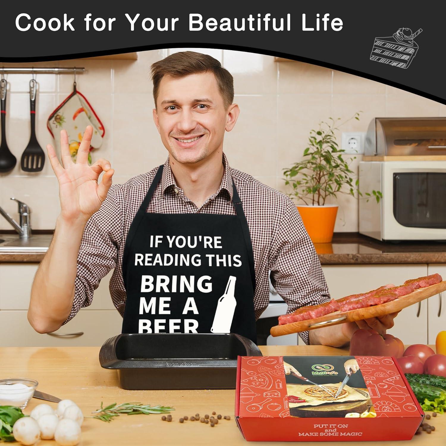 Delantal de Cocina Unisex con Bolsillos para BBQ - Regalo Papá